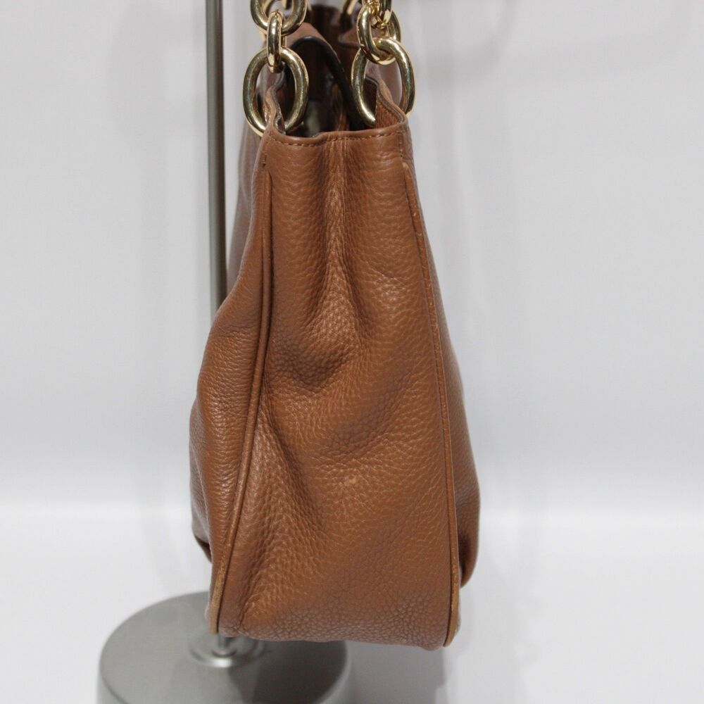 Michael Kors Fulton Gold Chain Brown Leather Shoulder Bag 14" x 8" x 4" (P1) - Picture 6 of 16
